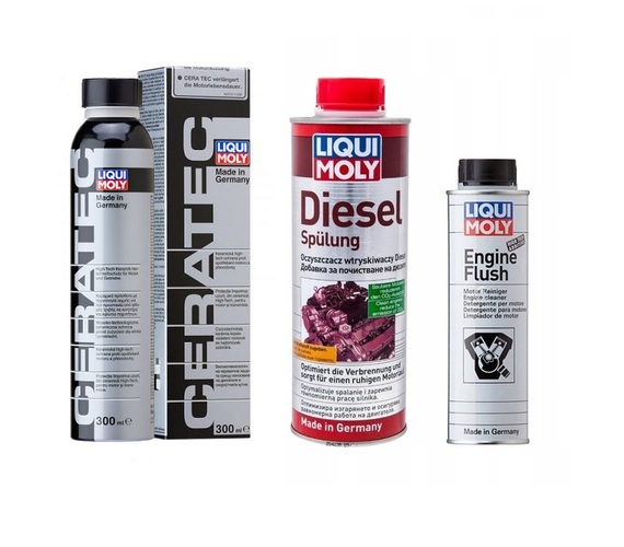 ZESTAW DO OLEJU SILNIKOWEGO DIESEL LIQUI MOLY SPULUNG 500 ML + MOTORFLUSH 300 ML + CERA TEC 300 ML