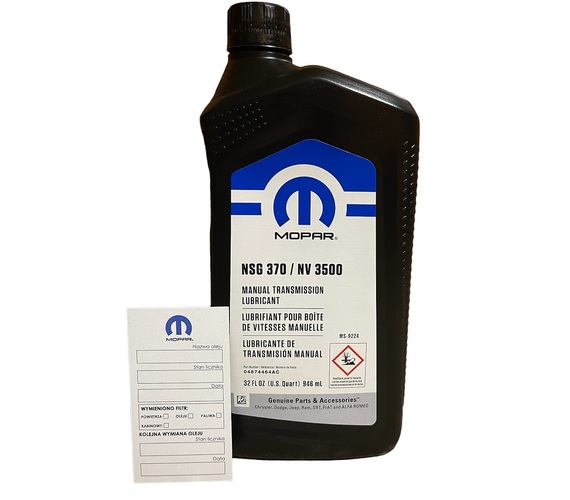 MOPAR MANUAL TRANSMISSION FLUID NV3500 / NSG370 1QT 04874464AC