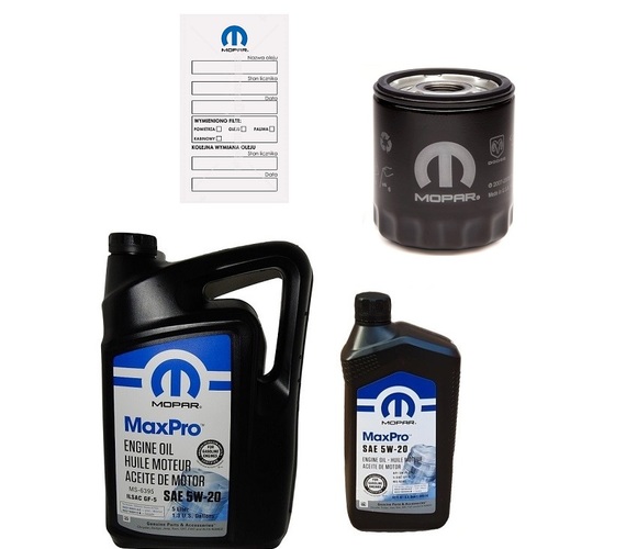 MOPAR 5W20 6L + FILTR OLEJU MO-409 JEEP WRANGLER 2008-2011 3.8L