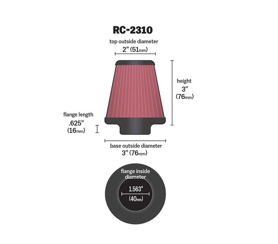 STOŻKOWY FILTR POWIETRZA K&N RC-2310 FI 40MM
