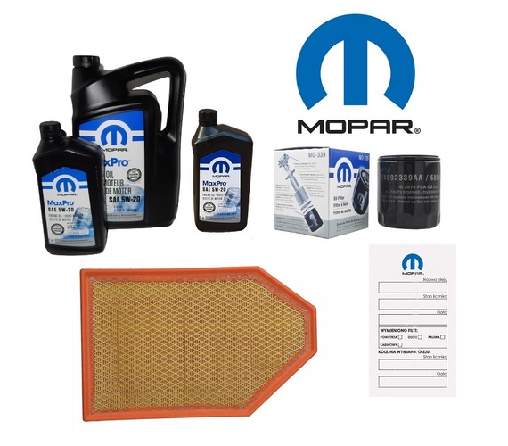 MOPAR 5W20 7L + FILTR OLEJU + FILTR POWIETRZA  