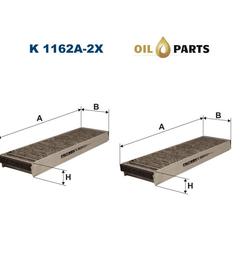 FILTR KABINOWY Z WĘGLEM FILTRON K 1162A-2X AUDI A6 C6 R8