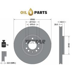 TARCZA HAMULCOWA PRZÓD TEXTAR 92110903 OPEL SAAB