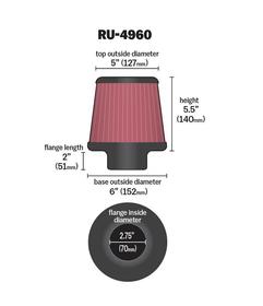 FILTR POWIETRZA K&N RU-4960 FI70 MM