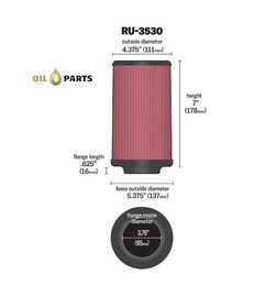 FILTR POWIETRZA K&N RU-3530 KRYZA FI 95 MM