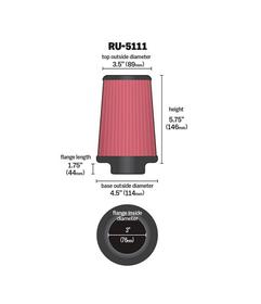 UNIWERSALNY FILTR POWIETRZA K&N RU-5111 FI 76 MM