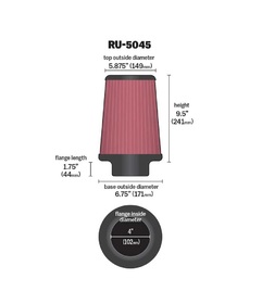 FILTR POWIETRZA K&N RU-5045 KRYZA FI 102 MM